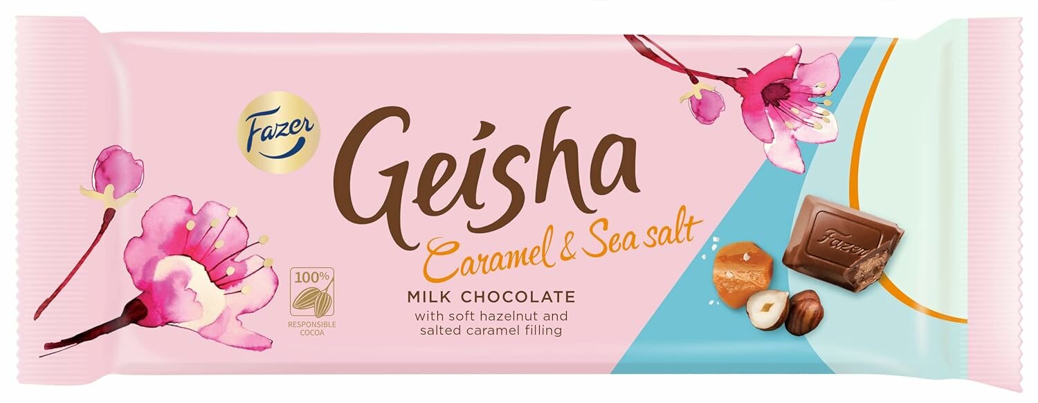 Шоколад Fazer Geisha Caramel & Sea Salt из молочного шоколада, 100 г