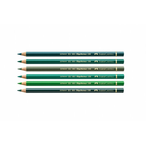 Faber-Castell Комплект цветных карандашей Polychromos 6 цв, зелёные № 158, 159, 174, 264, 266, 267