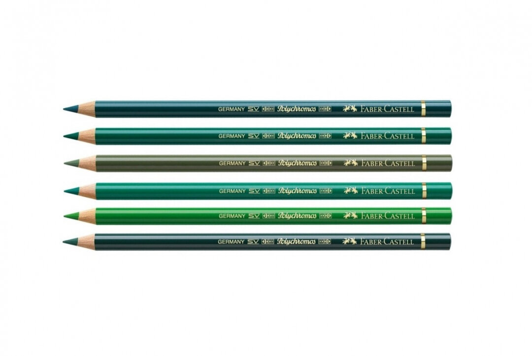 Faber-Castell Комплект цветных карандашей "Polychromos" 6 цв, зелёные № 158, 159, 174, 264, 266, 267