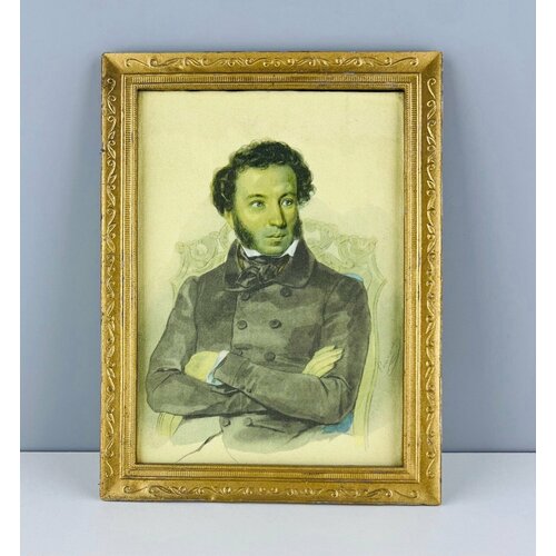 Винтажный портрет А. С. Пушкина. Печать на ткани. СССР, 1980-е.