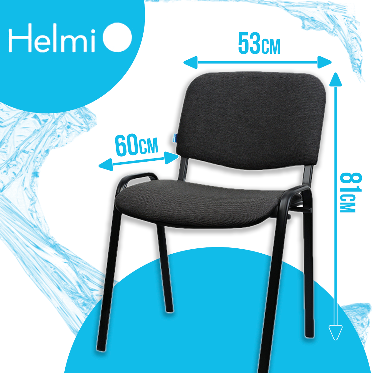 Кресло офисное HELMI HL-F01 "Изо", каркас черный, обивка ткань серая