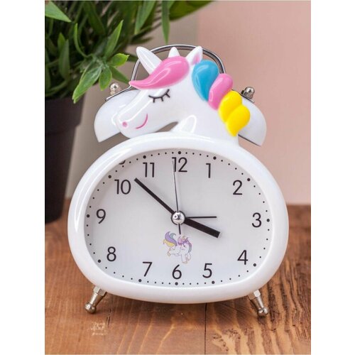 Часы настольные с будильником Sleeping unicorn white белый