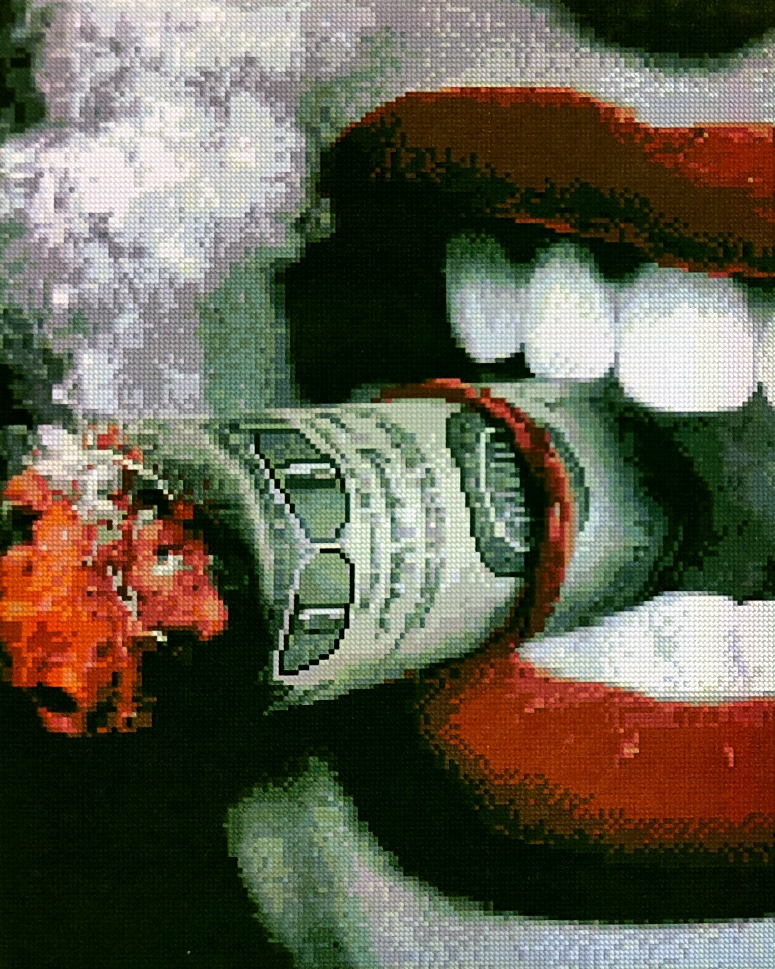 фото Алмазная мозаика Девушка, джокер, сигара 40x50, квадратные стразы попарт, лицо, губы, абстракция, яркая , чёрно-белая