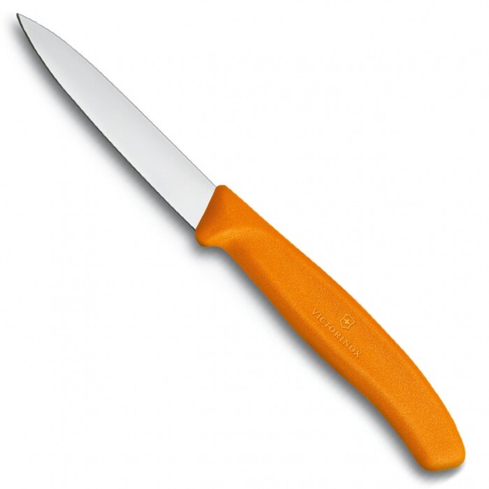 Victorinox 6.7606. L119 Нож кухонный victorinox swiss classic, стальной, для чистки овощей и фруктов, лезв.80мм, прямая заточка, оранжевый