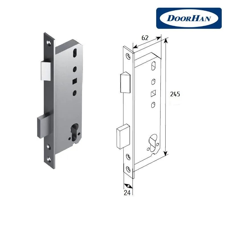 LockProfiG замок врезной калитки секционных ворот DOORHAN