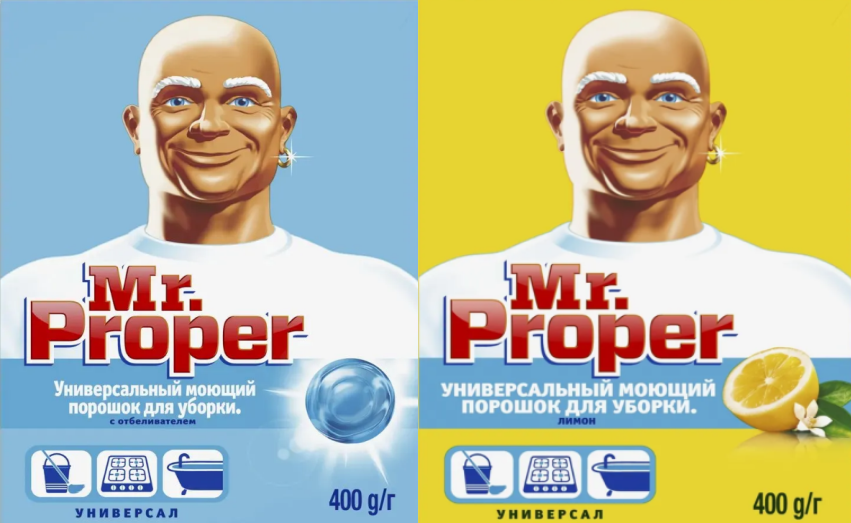 Чистящий порошок Mr.Proper 400 гр лимон, отбеливающий 400 гр