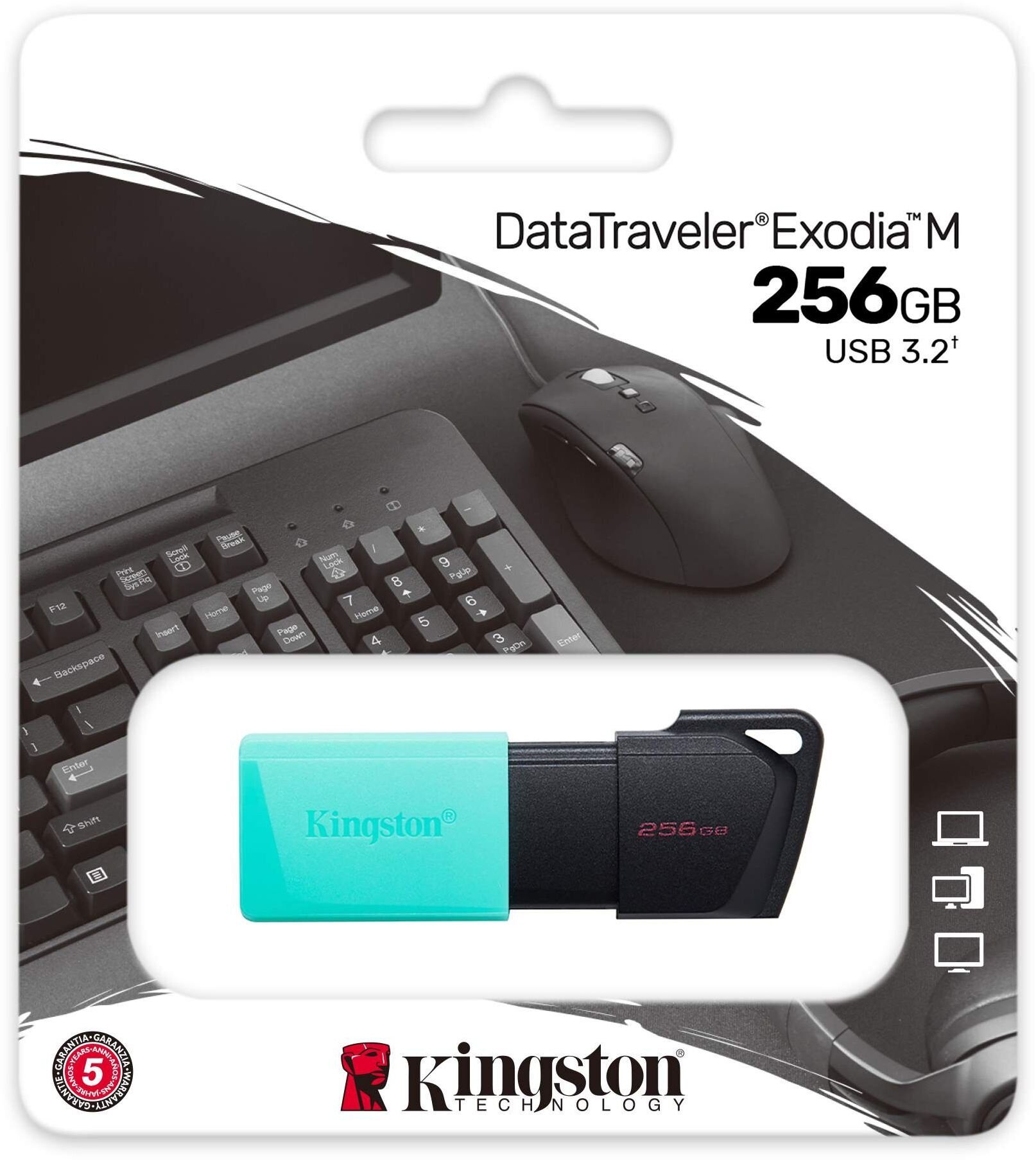 Флеш-накопитель Kingston 256GB DataTraveler Exodia M DTXM/256GB, USB 3.0 черный/зеленый (Зеленый)