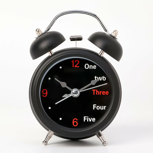 Будильник "One, two", дискретный ход, d-6.5 см, 12 х 8 см, черные ...