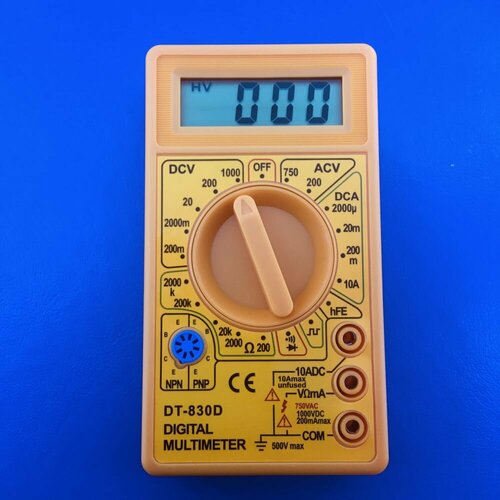 мультиметр и тестер цифровой с прозвонкой и щупами dt 832 1 штука Мультиметр DT-830D Оранжевый в комплекте с Кроной 9V