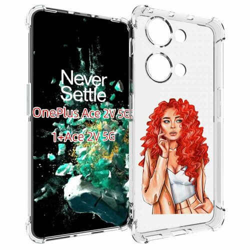 Чехол MyPads девушка-с-яркими-волосами женский для OnePlus Ace 2V задняя-панель-накладка-бампер