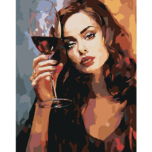Картина по номерам на холсте Девушка с бокалом вина 40x50