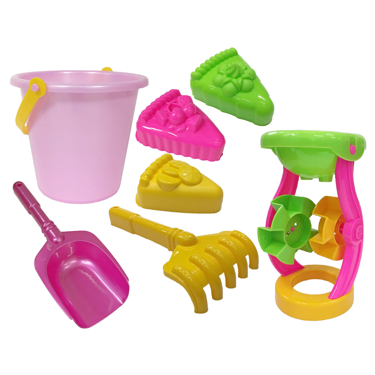 2 шт. Набор для песка ТРИ совы "Нежность", 7 предметов (ведро, мельница, грабли, совок, 3 формочки)