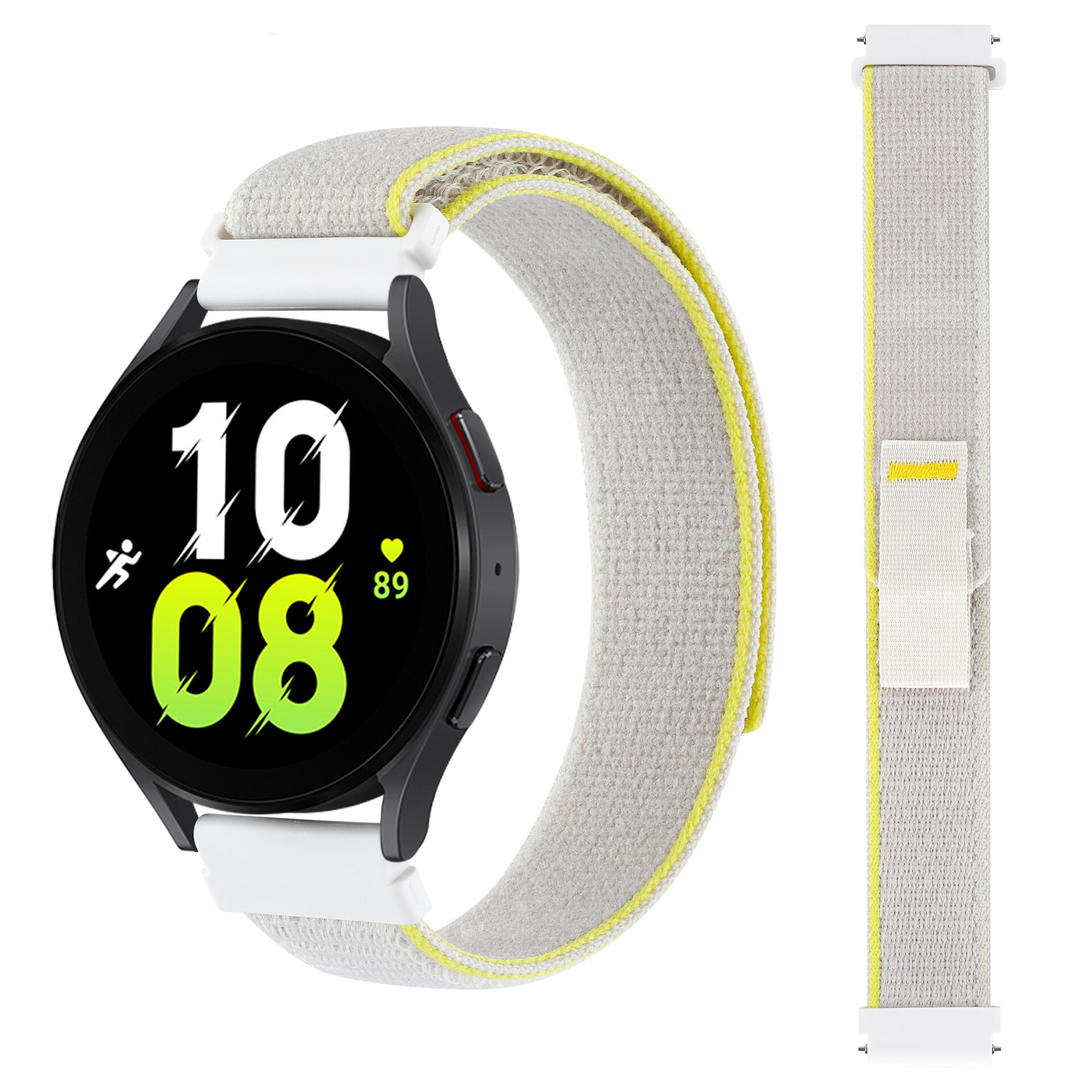 фото Ремешок нейлоновый Trail Loop для часов 20 mm Garmin, Samsung Galaxy Watch, Huawei Watch, Honor, Xiaomi Amazfit, 03 желтый с бежевым