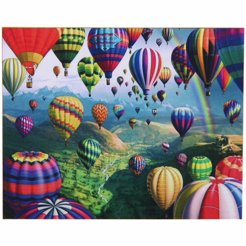 Алмазная мозаика на подрамнике с полным заполнением «МИР ярких красок», праздник шаров, 30*40см