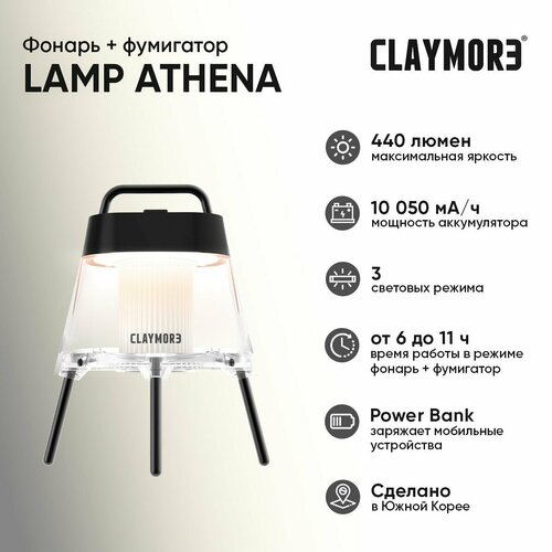 Фонарь кемпинговый противомоскитный CLAYMORE Lamp Athena цв. Black claymore фонарь кемпинговый противомоскитный lamp athena 440 lum moss green