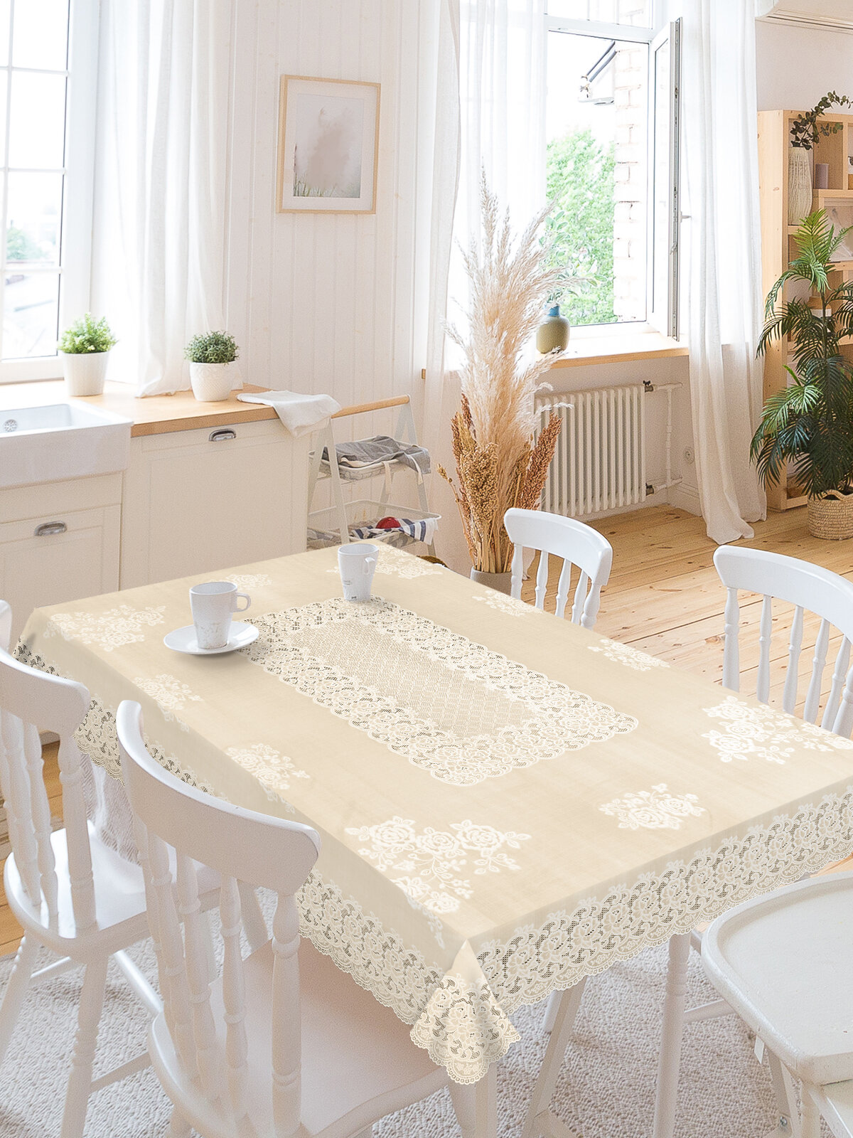 фото CS-337 бел Скатерть ажурная штучная (137смх180см)