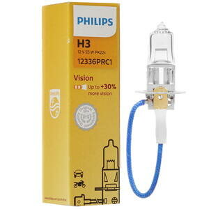 Лампа автомобильная галогенная Philips Vision +30% 12336PRC1H3 12V 55W PK22s 1 шт.