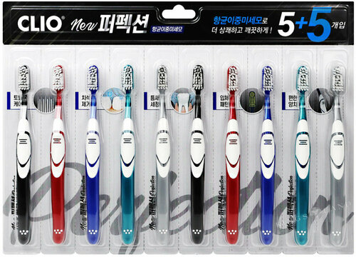 Зубная щетка набор Clio New Perfection Antibacterial Double Fine Toothbrush, 10 шт