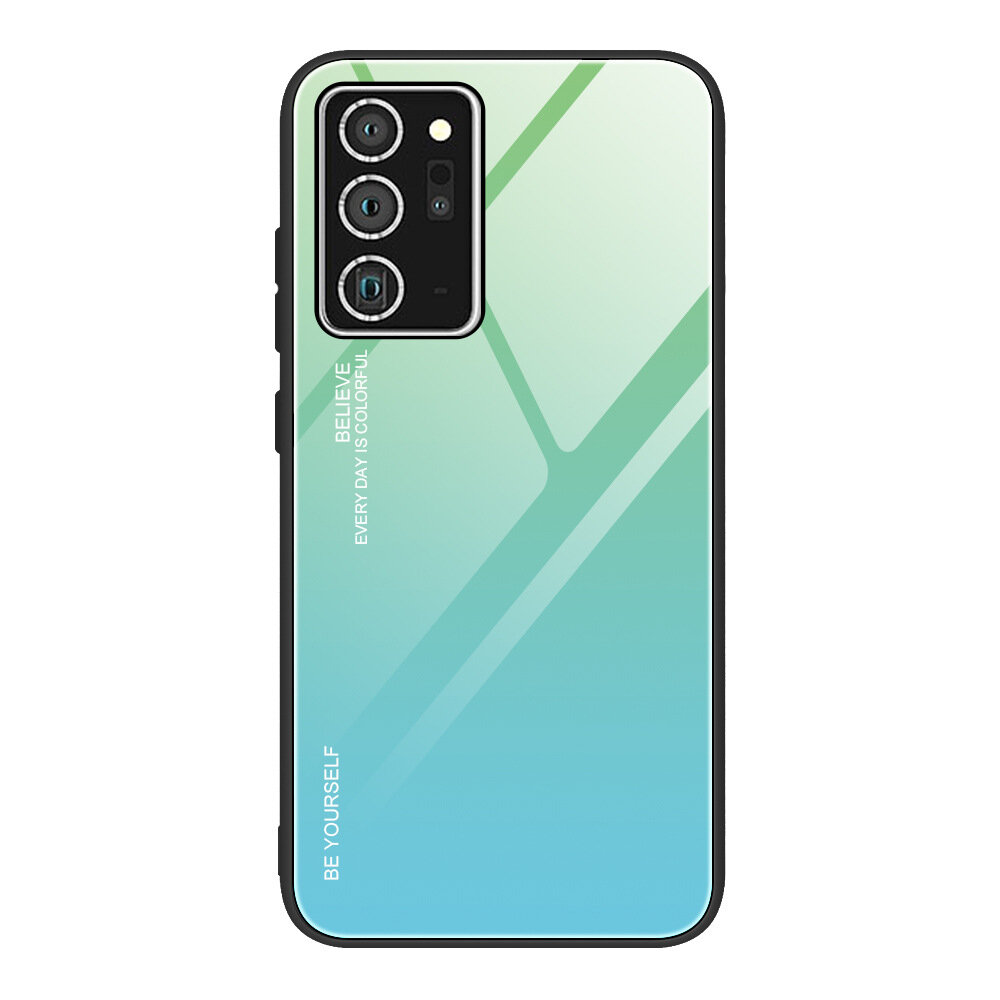 Чехол-бампер MyPads для Samsung Galaxy S20FE (Fun Edition) SM-G780F 2020 / Samsung Galaxy S20 Lite стеклянный из закаленного стекла с эффектом градиент зеркальный блестящий переливающийся зеленый