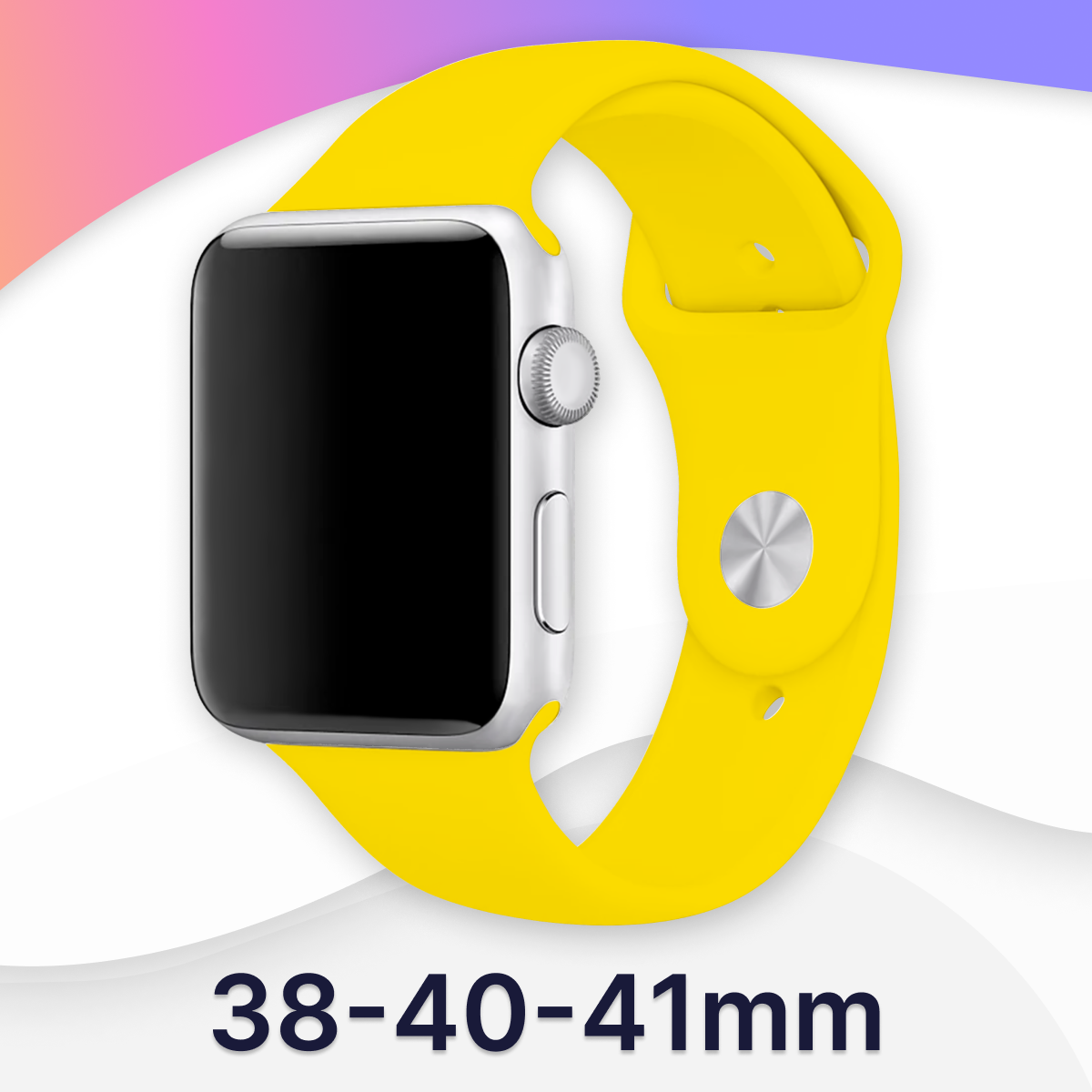 Силиконовый ремешок для Apple Watch 38-40-41 mm, Series 1-9, SE / Сменный браслет (Sport Band) для смарт часов Эпл Вотч 38-41 мм (Yellow S)