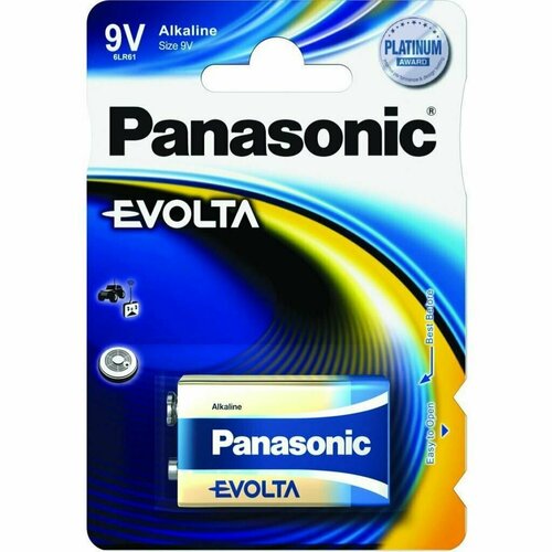 Батарейка Panasonic Evolta 9V щелочная 1 шт panasonic батарейка щелочная lr6 aa evolta 1 5в бл 2 5410853044758