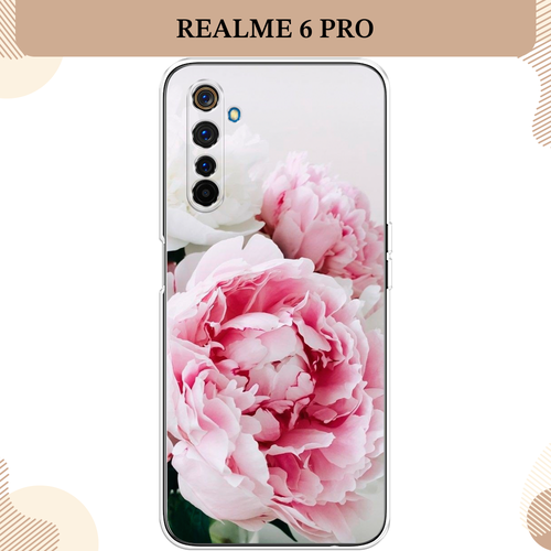 Силиконовый чехол Розовые и белые пионы на Realme 6 Pro / Реалми 6 Про силиконовый чехол на realme 6 pro реалми 6 про пионы new