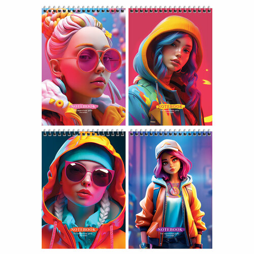 Комплект 12 шт, Блокнот А5 60л. на гребне BG 