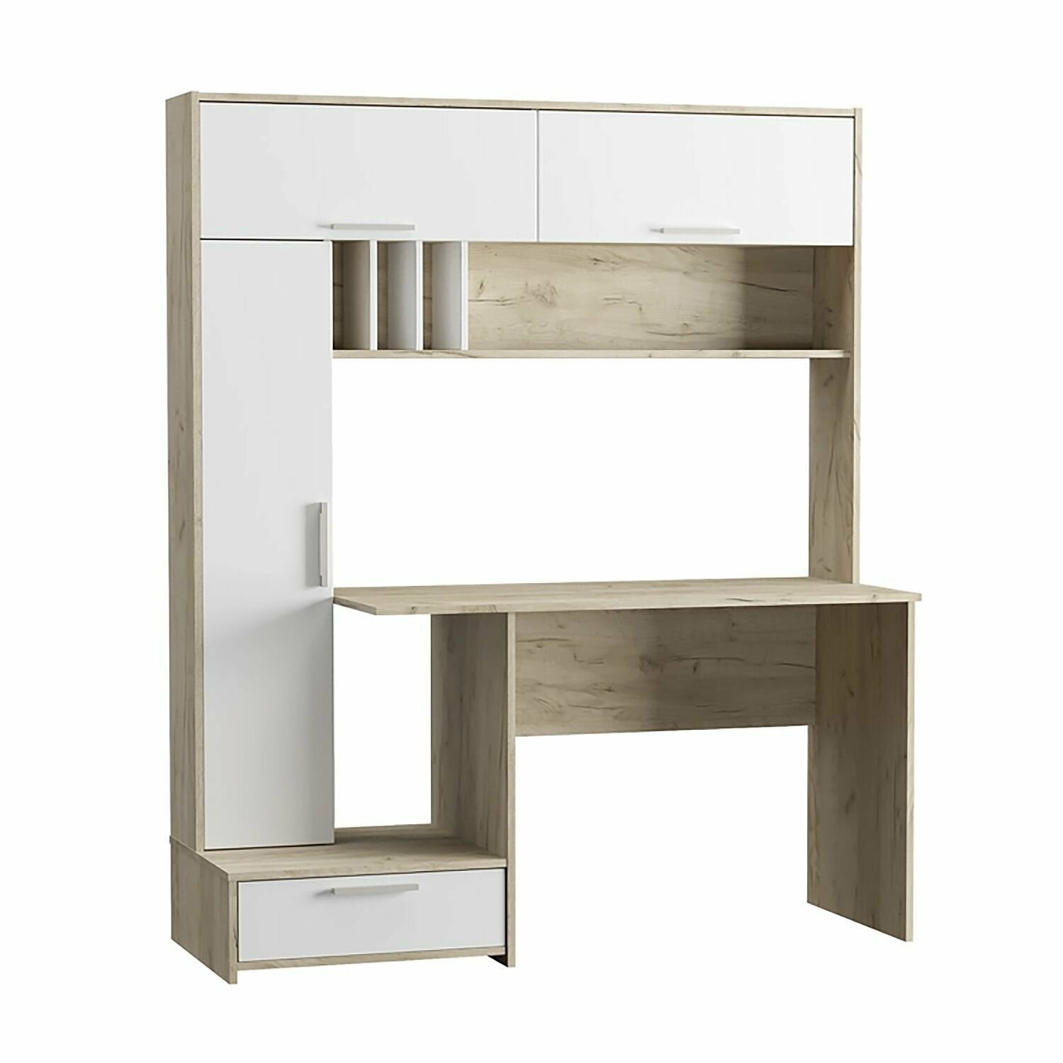 фото Письменный, компьютерный стол со стеллажом Чинто цвета серый дуб