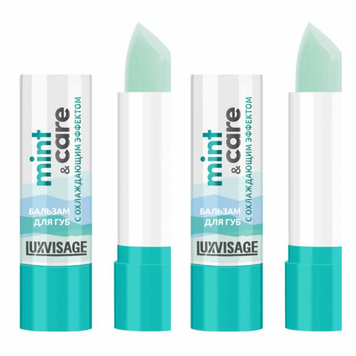 Бальзам для губ LuxVisage mint & care, с охлаждающим эффектом, 3,9 гр, 2 шт.