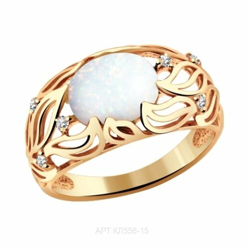 Кольцо АЛЕКСАНДРА Кольцо из золота кл556-15, красное золото, 585 проба, опал, размер 18.5, синий