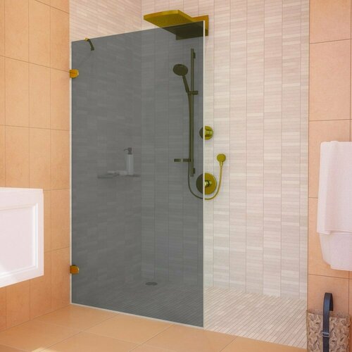 Душевая перегородка GWMPLXD001N-8 125x200 см, профиль золотой металлик, цвет стекла графитовый, стекло закаленное 8 мм