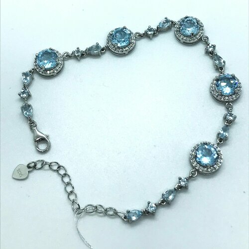 Браслет, серебро, 925 проба, циркон, топаз