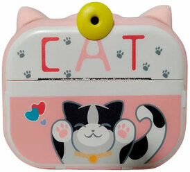 Детская камера Kid Joy Cat Print Cam с печатью, 2,4'' экран, 1 линза,180°, (P13) - розовая