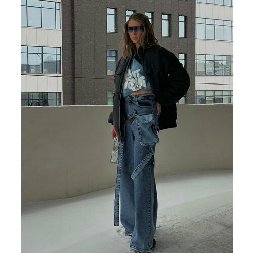 фото Джинсы бойфренды джинсы уникального дизайна, размер s, синий raklanova brand