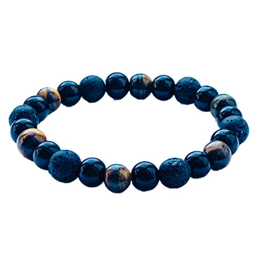 фото Браслет-нить, вулканическая лава, агат, тигровый глаз, 1 шт., размер 19 см, размер l, коричневый, черный my lollipop