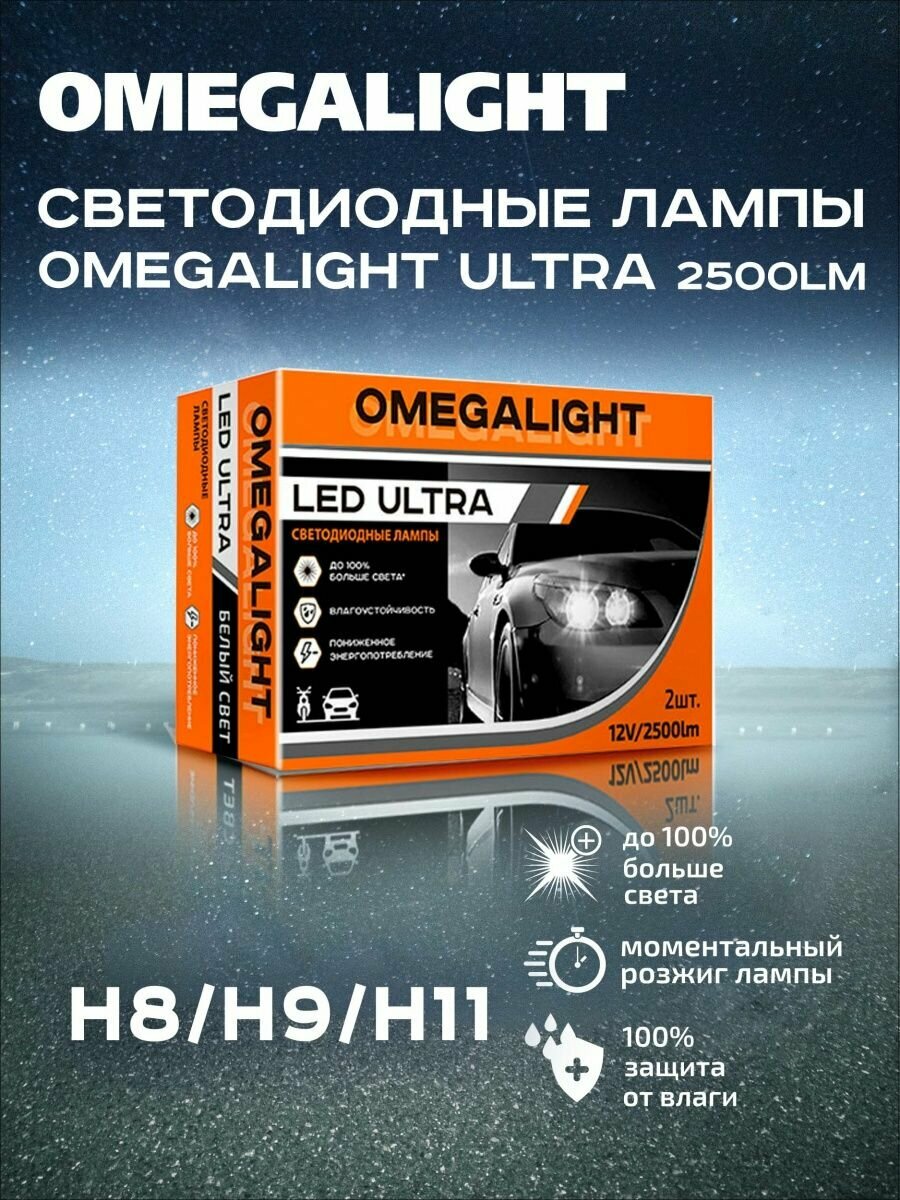 Светодиодная лампа Ultra H11 2500lm 2шт