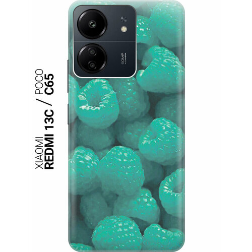 фото Силиконовый чехол на xiaomi redmi 13c / poco c65 / сяоми редми 13с / поко с65 с рисунком "бирюзовая малина" slvgo