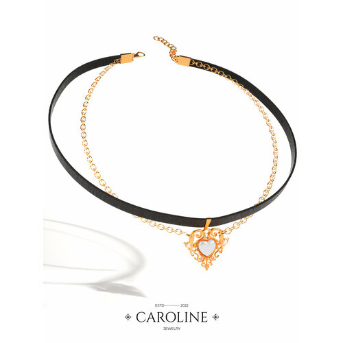 фото Чокер caroline jewelry, кристалл, жемчуг имитация, длина 30 см., золотой