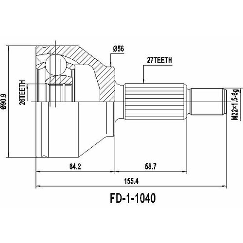 ODM FD11040 ШРУС наружный FORD MONDEO III 2.0 16V 2000-2007