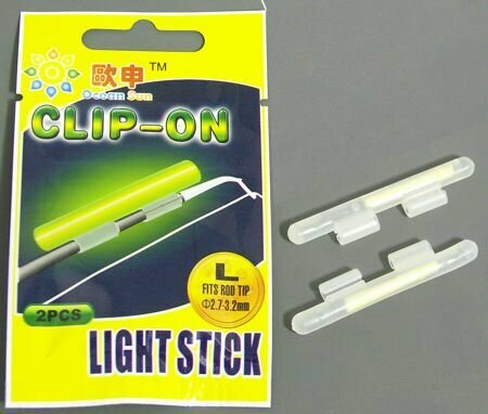 фото Светлячки Ocean Sun-L с клипсами(2.7-3.2mm) в уп.2шт d5.0 x 49mm (желтый цвет) 30м