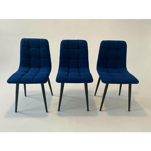 Стулья для кухни 3 штуки, мягкие, синие.
