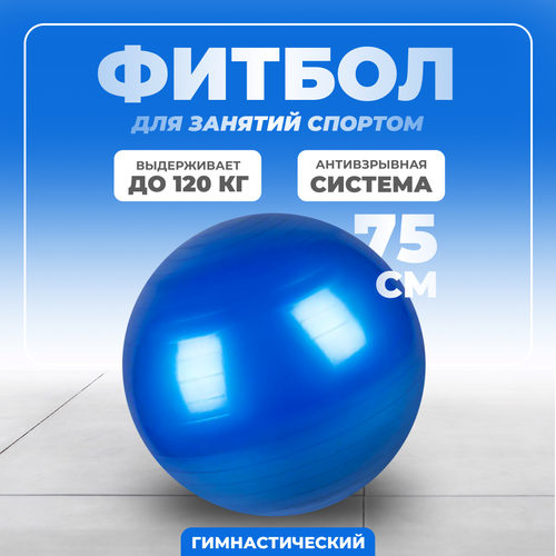 Фитбол Solmax, гимнастический, 75 см, синий, без насоса