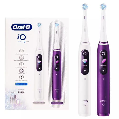 Электрические зубные щетки Braun Oral-B IO Series 8 DUO, White Alabaster и Violet Ametrine