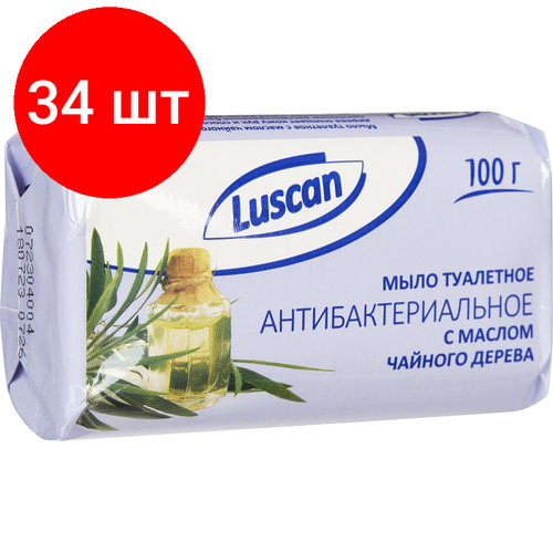 Комплект 34 штук, Мыло туалетное Luscan антибактериальное с маслом чайного дерева 100г aura крем мыло derma protect антибактериальное с маслом чайного дерева и тимьяном 500 г