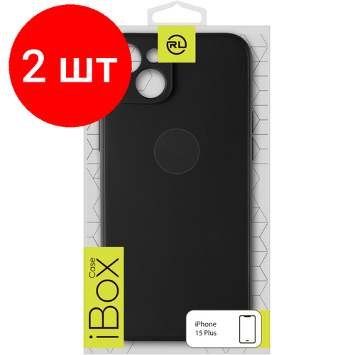 Комплект 2 штук, Чехол накладка силикон Red Line iBox Case для iPhone 15 Plus, черный
