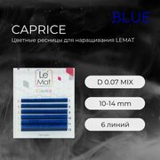 Ресницы для наращивания BLUE D 0.07 10-14 mm "Caprice" 6 линий mix Le Maitre / Le Mat (Ле Мат / синий микс цветные)