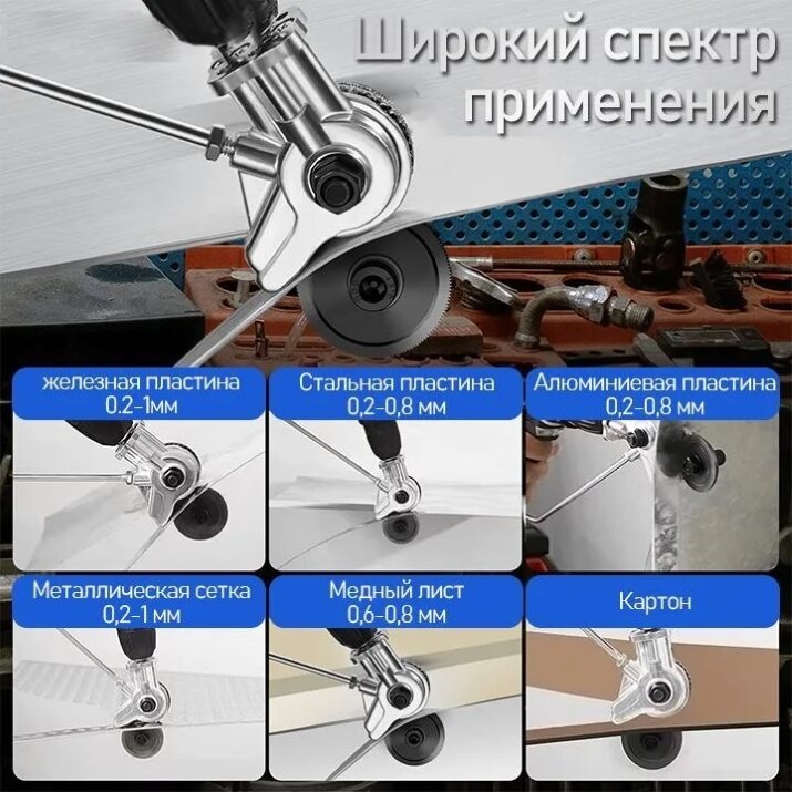 Слесарные Инструменты Насадка-ножницы на дрель для резки листового металла, 0,3-1,5мм