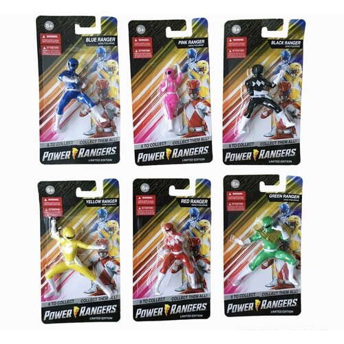 Лимитированная серия 2,5-дюймовых мини-фигурок Power Rangers - синий, зеленый, черный, розовый, желтый и красный набор из всех 6