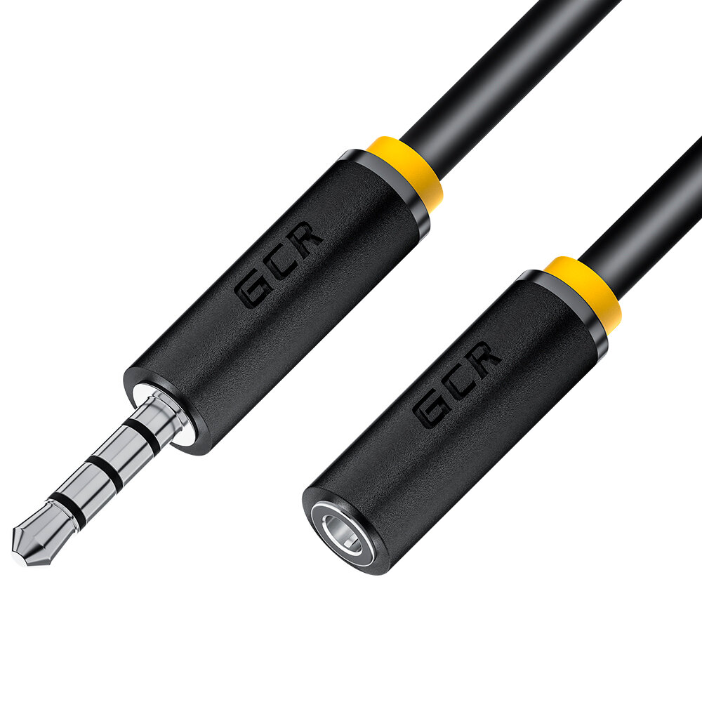 Greenconnect jack 3,5mm (m) - jack 3,5mm (f) 3.5 0.15м черный GCR Удлинитель для гарнитуры 0.15m jack 3,5mm/jack 3,5mm черный, желтая окантовка, 28AWG, M/F, GCR-53262 GCR-53262