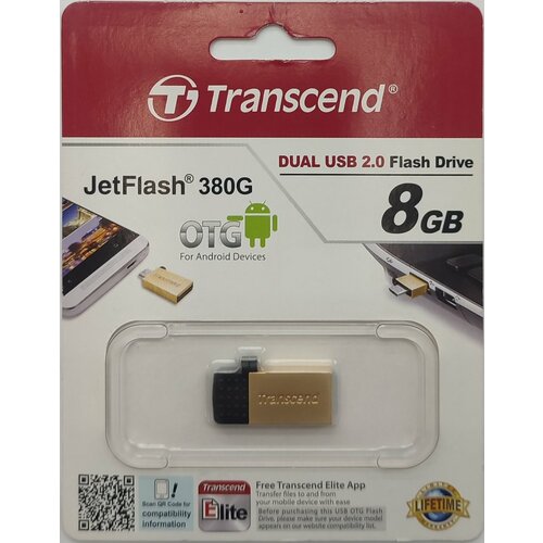 USB 8GB Transcend JetFlash 380 золото (USB+microUSB) for Android smartphones